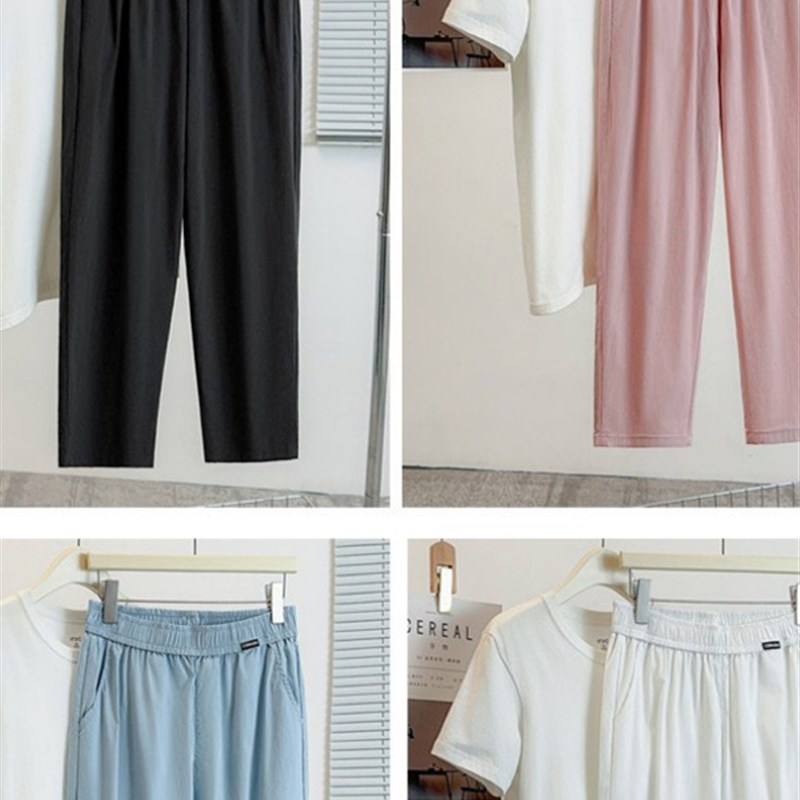 150公斤加码女士胖毫米穿200夏季高腰松紧带最容易匹配显瘦小脚爸