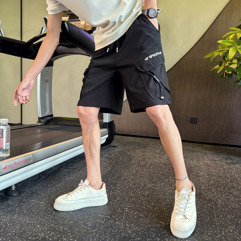 工装短裤男夏季2024新款冰丝凉感休闲直筒裤子潮牌时尚百搭五分裤