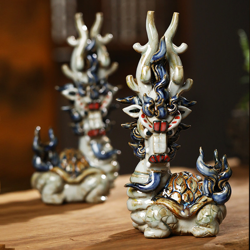陶瓷招财龙龟摆件客厅中式摆件装饰品玄关搬家送礼乔迁礼物送领导,家居饰品,装饰摆件,淘宝优惠券,粉丝福利购,淘宝优惠卷