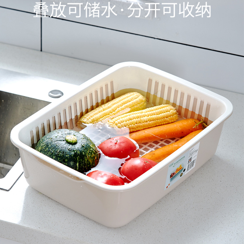 厨房洗菜盆双层菜篮子 沥水篮好用大号水果篮多功能厨房收纳篮