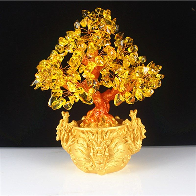 黄水晶摇钱树招财摆件客厅玄关酒柜装饰家居聚宝盆发财树开业礼品,家居饰品,桌面摆件,淘宝优惠券,粉丝福利购,淘宝优惠卷
