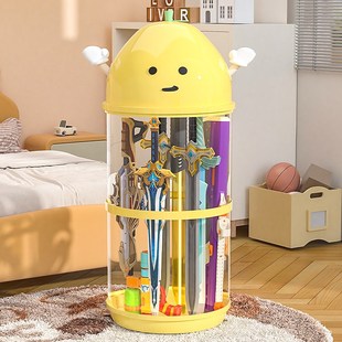 儿童玩具枪收纳神器大容量装剑水枪展示桶男孩玩具毛绒娃娃透明桶