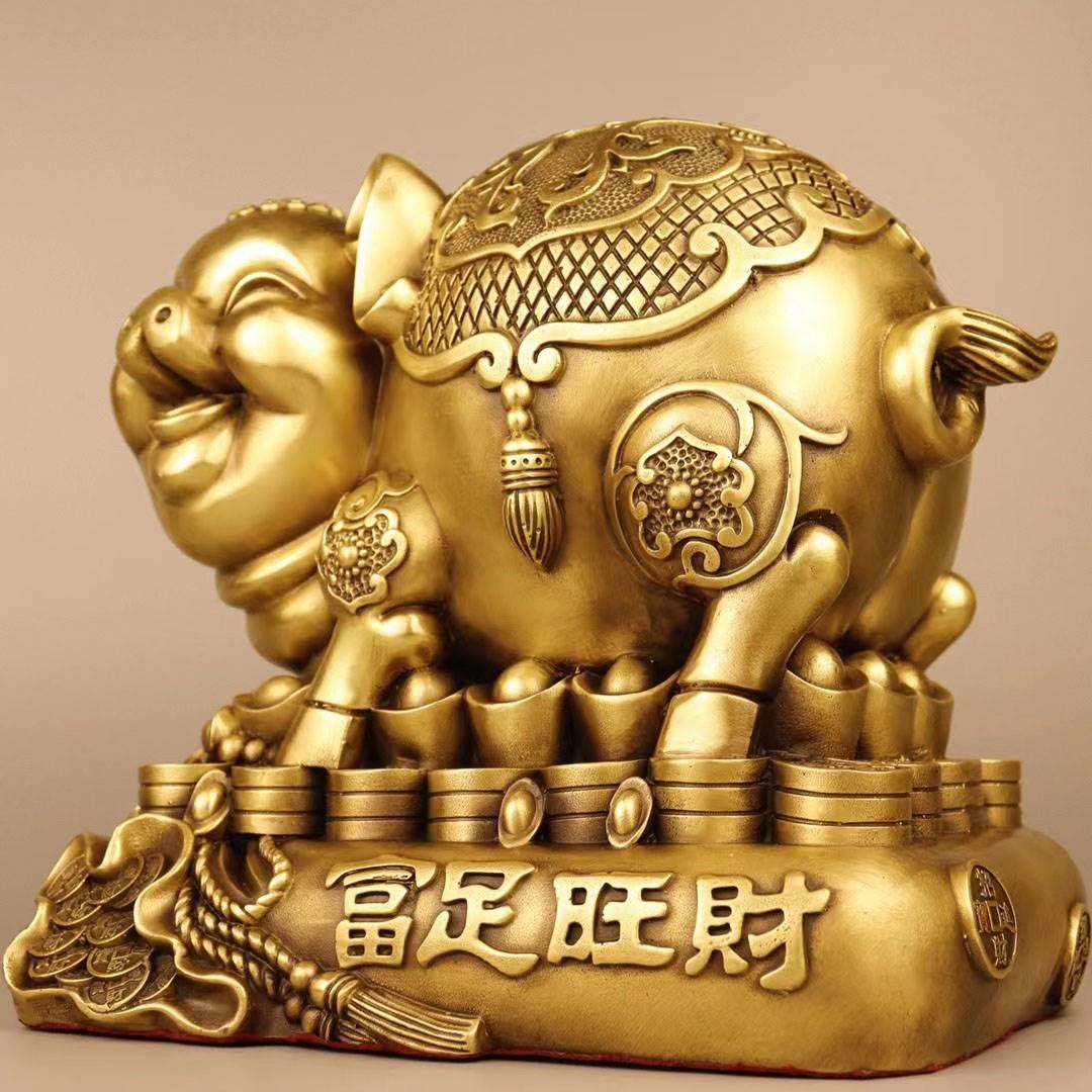 纯铜金猪存钱罐摆件能进能出福猪存钱筒家用办公室前台装饰生肖猪,家居饰品,桌面摆件,淘宝优惠券,粉丝福利购,淘宝优惠卷