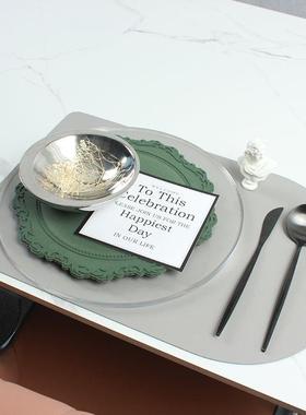 22N-11偏口碗配绿色裱花盘田园日韩轻奢样板间餐具套装软装摆台