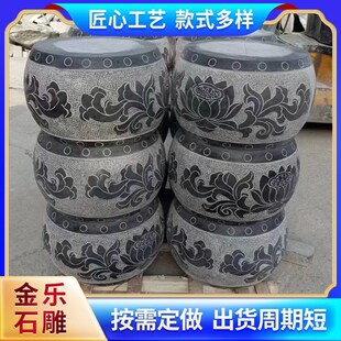 圆形青石石雕柱墩 公园景区柱顶石包柱石 青石雕刻柱础石柱墩