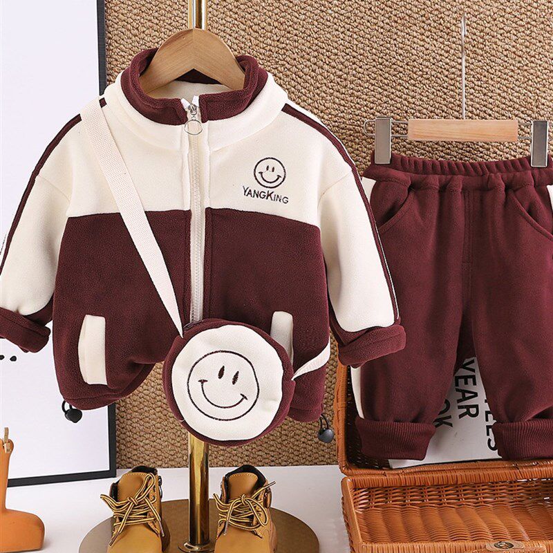 男童冬季两件套女童外套男孩秋冬衣服儿童冬装1一3岁宝宝加绒套装