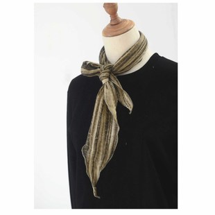 日系文艺条纹三角巾 复古扎染个性柔软薄款包头巾装饰护颈小领巾