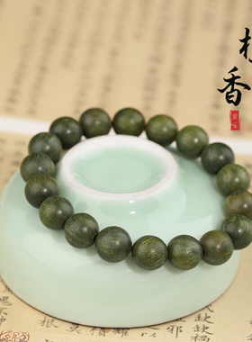 天然绿檀木手串檀香沉香纤细手链叠戴学生盘玩木质手串七夕情侣女