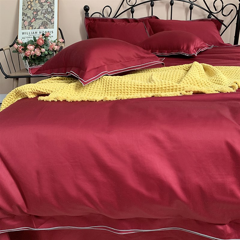 120支埃及长绒棉婚庆床品六件套  全棉大红结婚喜庆被套床单枕套