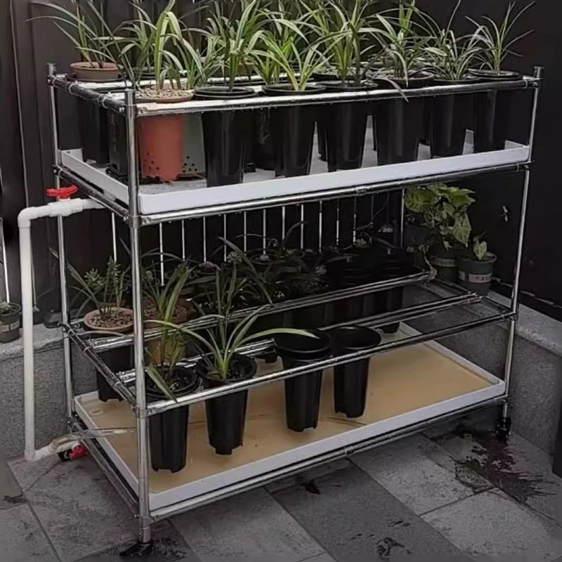 加厚可调节202不锈钢兰花架整体托水盘抗老化花架可移动可定做