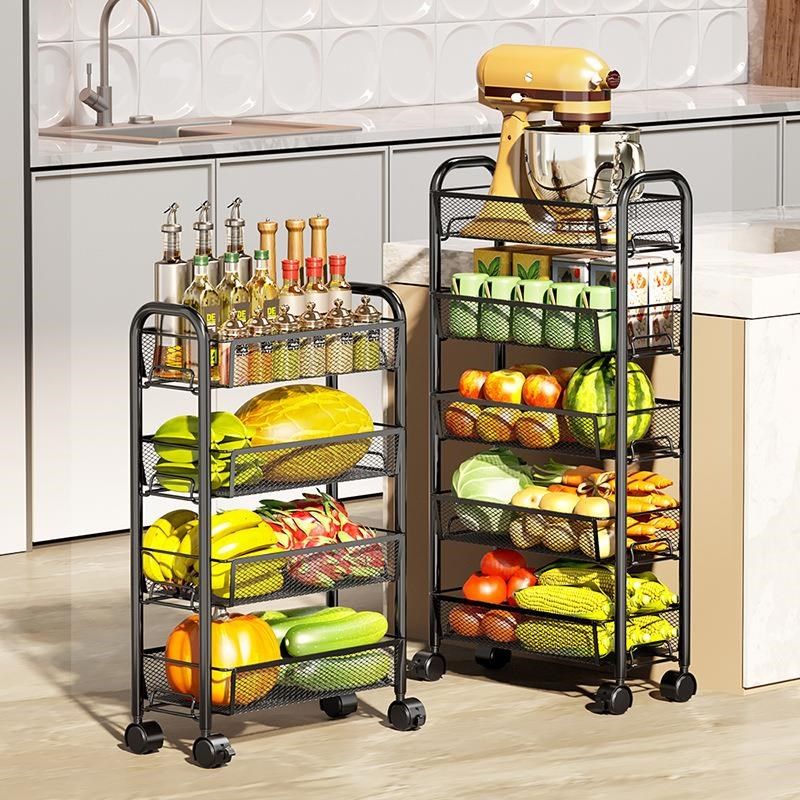 窄款方形厨房蔬菜置物架收纳移动小推车家用旋转多功能果篮子专用,厨房/烹饪用具,厨房置物架/置物柜/角架,淘宝优惠券,粉丝福利购,淘宝优惠卷