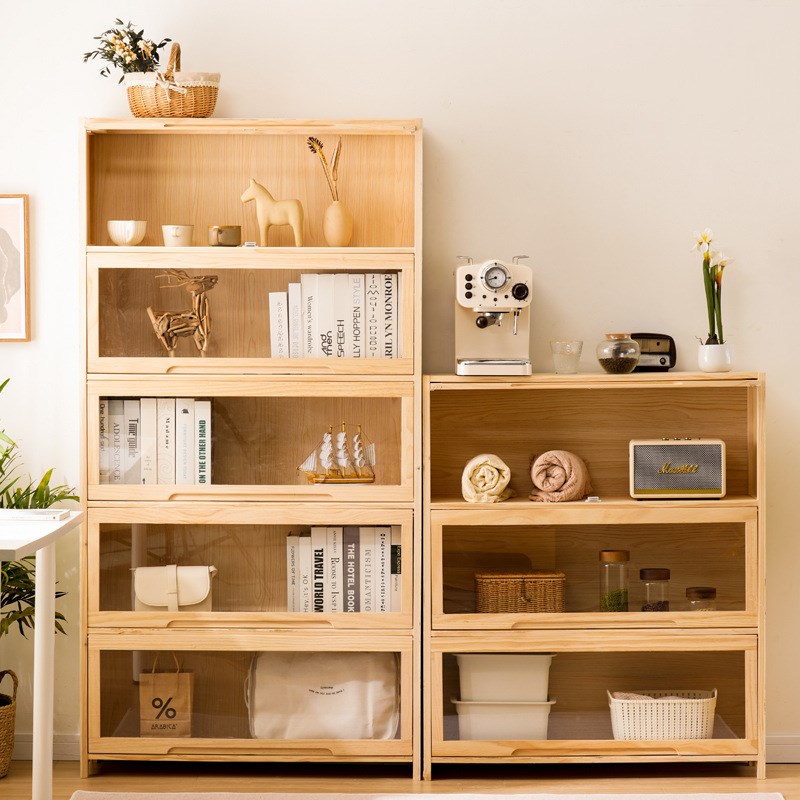 实木书架家用落地置物架简易儿童多层收纳置物柜客厅防尘储物书柜