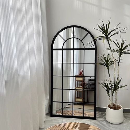 法式复古拱门全身镜家用客厅壁挂穿衣镜玄关镜子服装店落地试衣镜