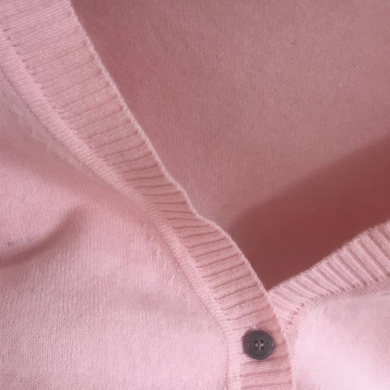 端庄大气!定制2020春秋季V领羊绒开衫女短款纯色羊毛衫宽松大码