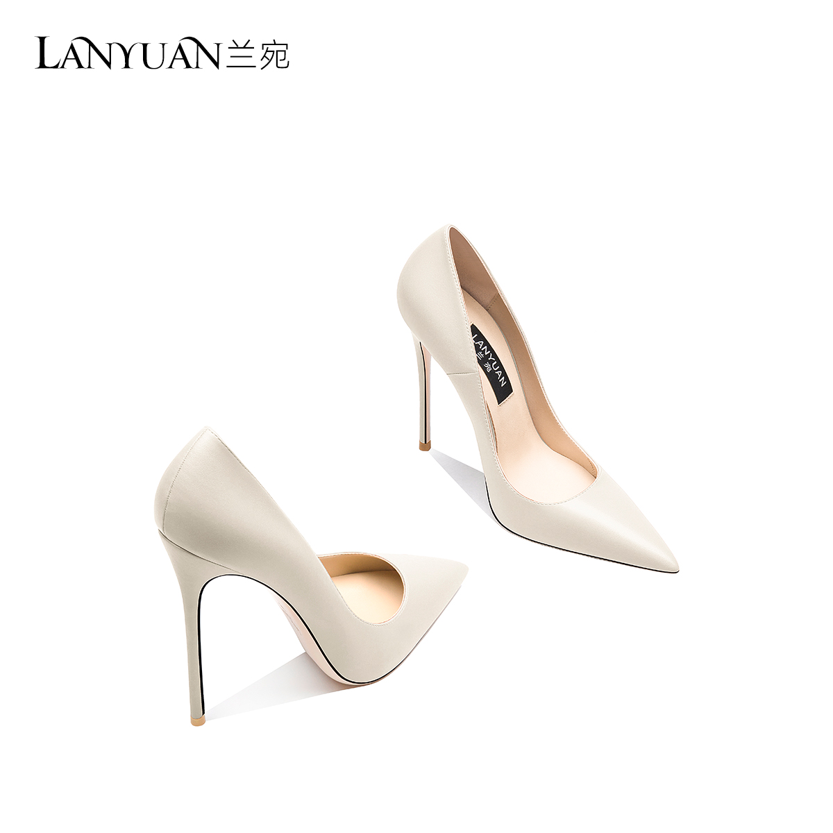 白色高跟鞋女春秋2021年新款婚鞋细跟尖头法式婚纱百搭单鞋12CM