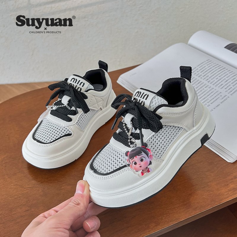 儿童板鞋网面透气2025新款男童休闲运动鞋轻便软底防滑女童小白鞋