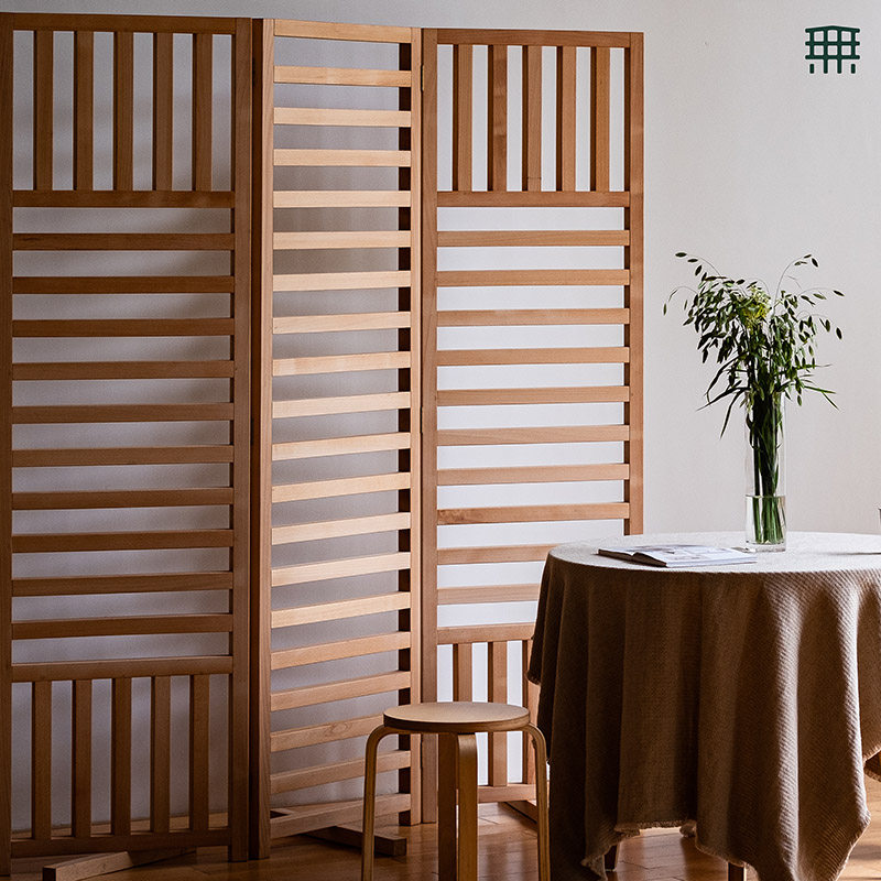 无即所有实木屏风玄关客厅隔间折叠可移动实木置物架书架入户折屏