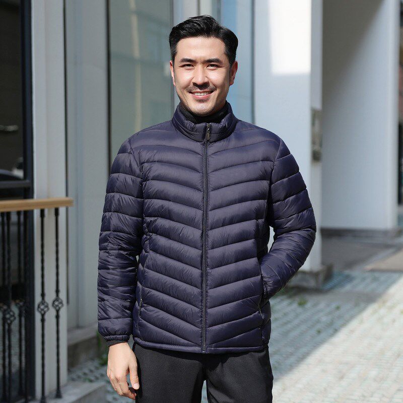 冬季立领羽绒服男短款2024新款轻薄冬装大码中年爸爸男装反季外套