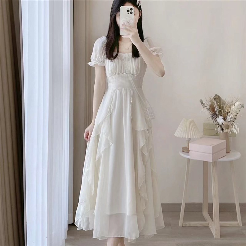 女大童高级感连衣裙夏季初中生12-15岁少女超仙温柔风仙女长裙子