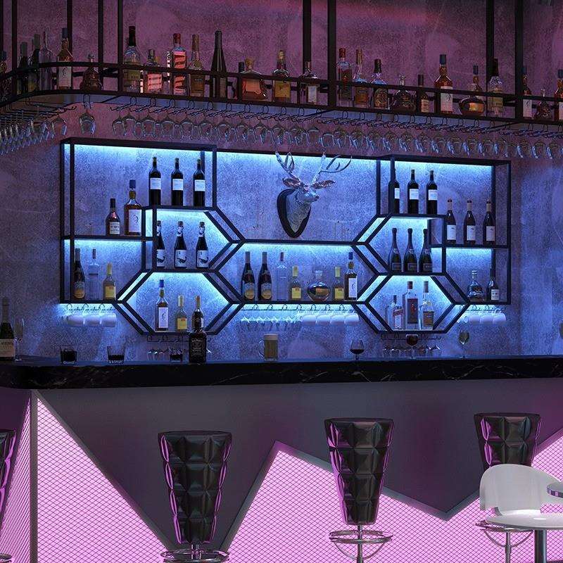 吧台酒柜壁挂酒架墙上红酒架子展示架清吧红酒架置物架酒吧酒架子