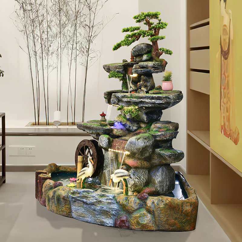 大型石头假山喷泉流水景观鱼池酒店别墅酒店造景公司开业摆件