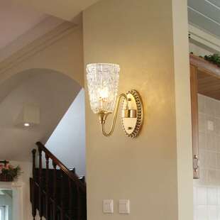 美式客厅壁灯卧室轻奢床头灯欧式主卧法式新款水晶高级墙壁灯