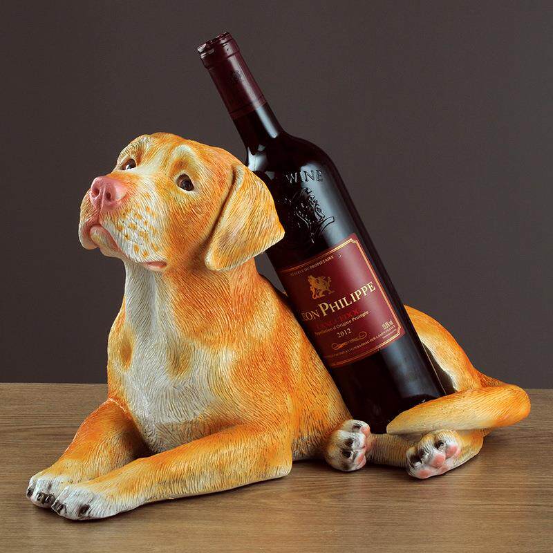 欧式创意仿真狗红酒架摆件家居装饰品室内客厅酒柜电视柜玄关摆设