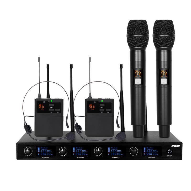 无线U段一拖四领夹麦克风家用专业户外音响舞台演出KTV手持式话筒