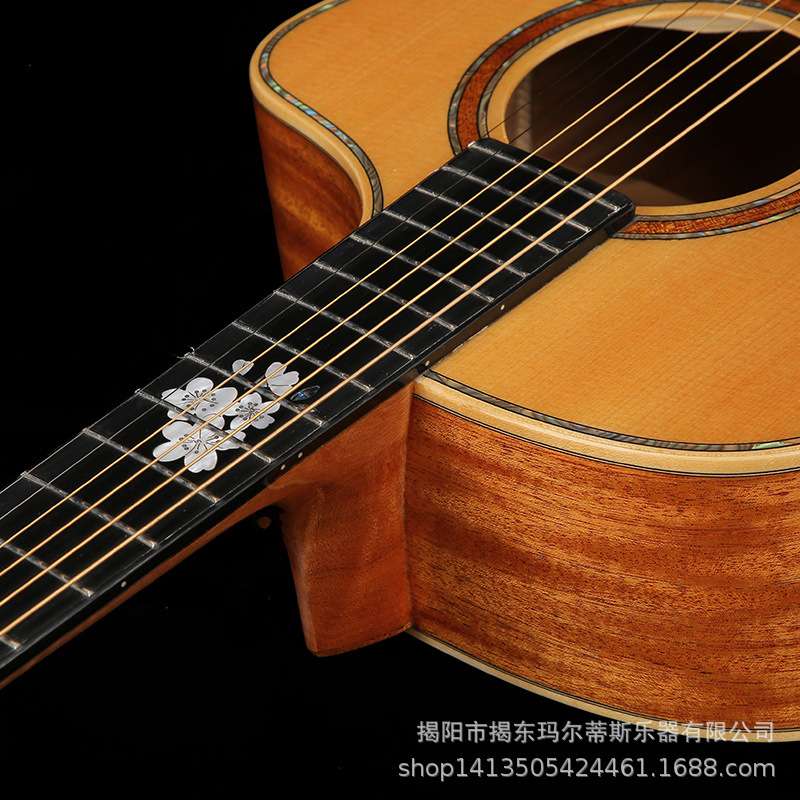 吉他厂家 云杉桃花芯木全单41寸民谣吉他guitar亮光抛光木吉他