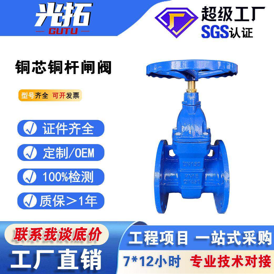 铜芯铜杆硬密封闸阀Z45T-16Q球墨铸铁暗杆手动闸阀铜芯防护阀门