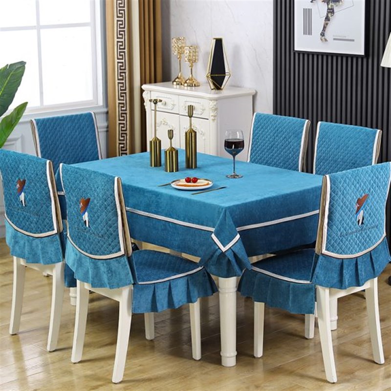 新款中式椅垫简约现代四季家用长方形茶几餐桌布防滑坐椅套凳子罩