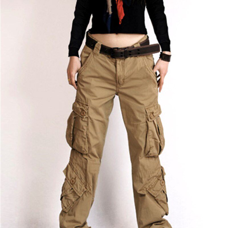 加绒春秋纯棉休闲男女工装长裤多兜口袋户外登山大码情侣宽松加