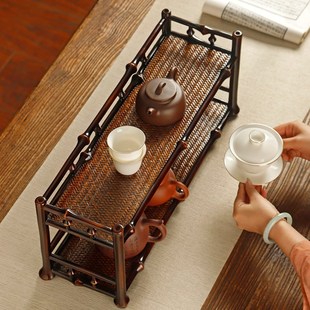 筇竹茶棚博古架茶具收纳架家用晾杯架桌面多功能置物架摆件展示架