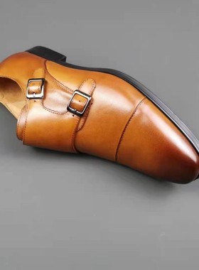 惊爆正装男士皮鞋真皮英伦风商务休闲硬底一脚蹬外贸鞋大码孟克鞋