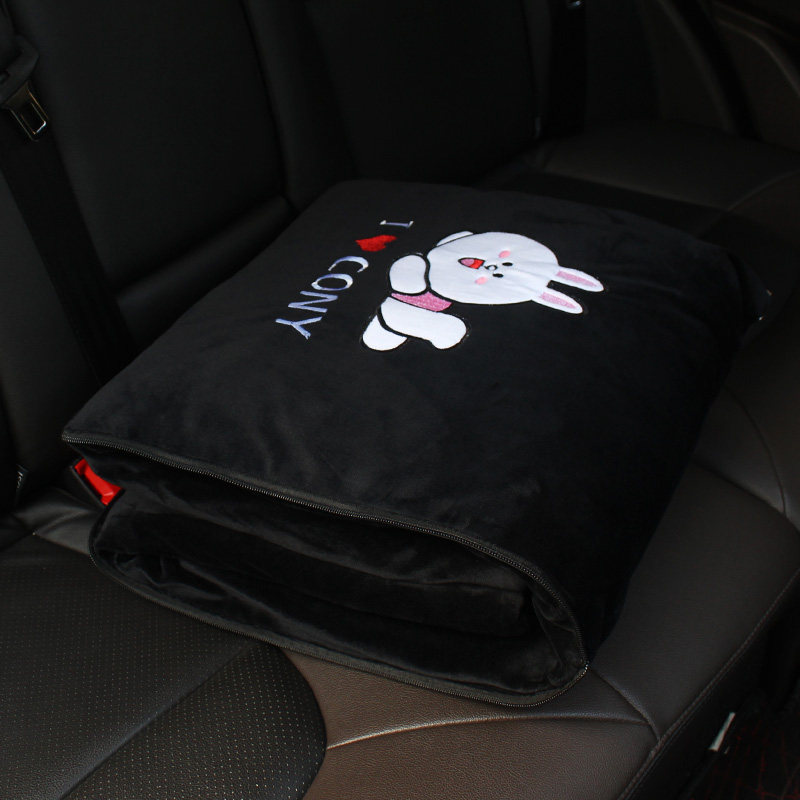 卡通个性车用抱枕被可爱冬季毛绒汽车空调被家居办公多功能毛毯被