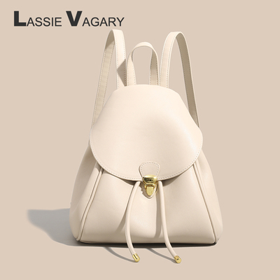 高级感真皮女士双肩包小众2023新款时尚小揹包抽绳休闲百搭女书包