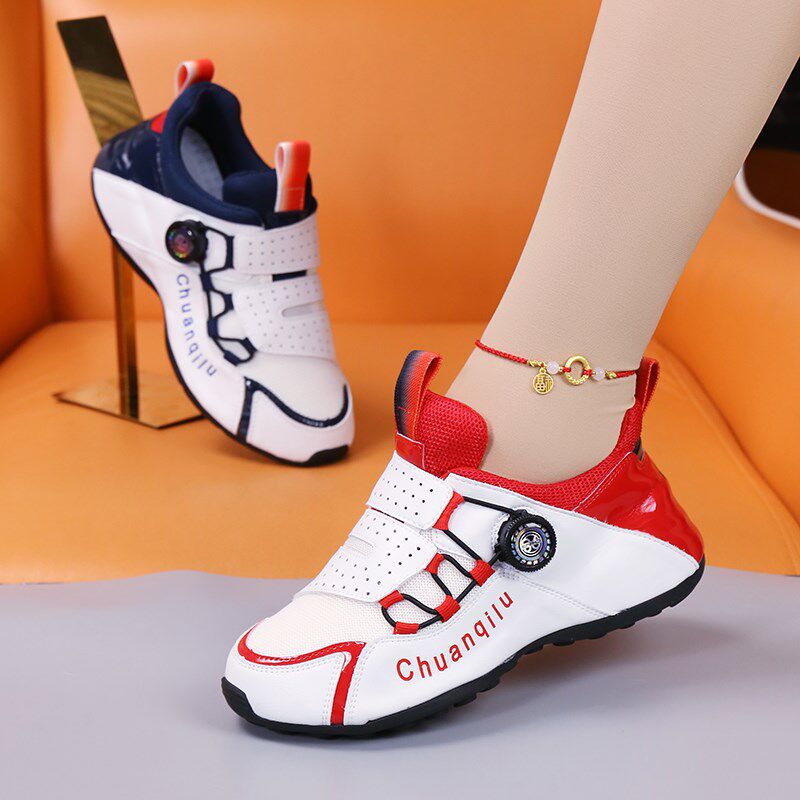 新款真皮网面休闲运动鞋正品旋转纽扣春夏透气跑步男女情侣老爹鞋