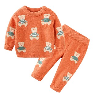 宝宝儿童糜鹿红色居家服5073 日系软绵绵家居服套装 男童睡衣裤 冬装