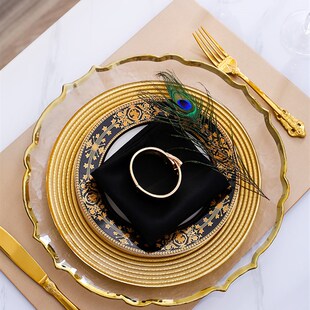 欧式西餐套装样板房牛排盘刀叉勺三件套餐盘餐碟餐桌布置饰品摆件