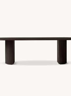 RH美式乡村实木黑色餐桌意式饭桌拜伦长方形餐桌特色餐厅桌椅