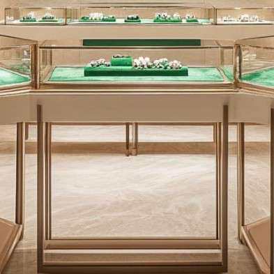 整店珠宝展示柜翡翠珠宝玻璃柜带灯金银首饰不锈钢展柜饰品陈列柜