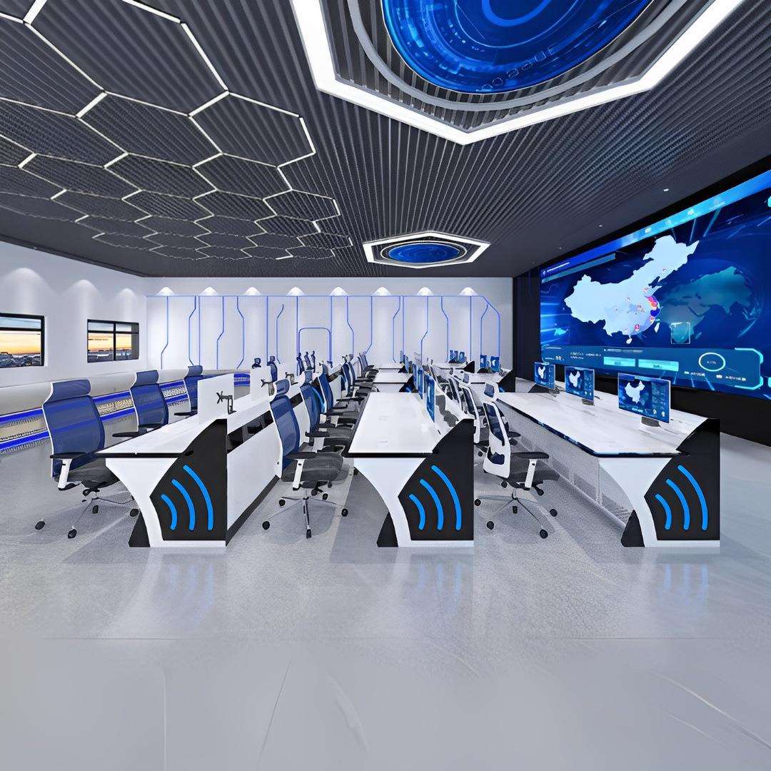 烤漆操作台指挥中心创意款安防系统指挥台监控室监控台弧形调度台
