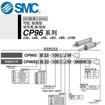 SMC标准气缸CP96SDB32/40/50/63/80/100/125-25-50-75-100-150C