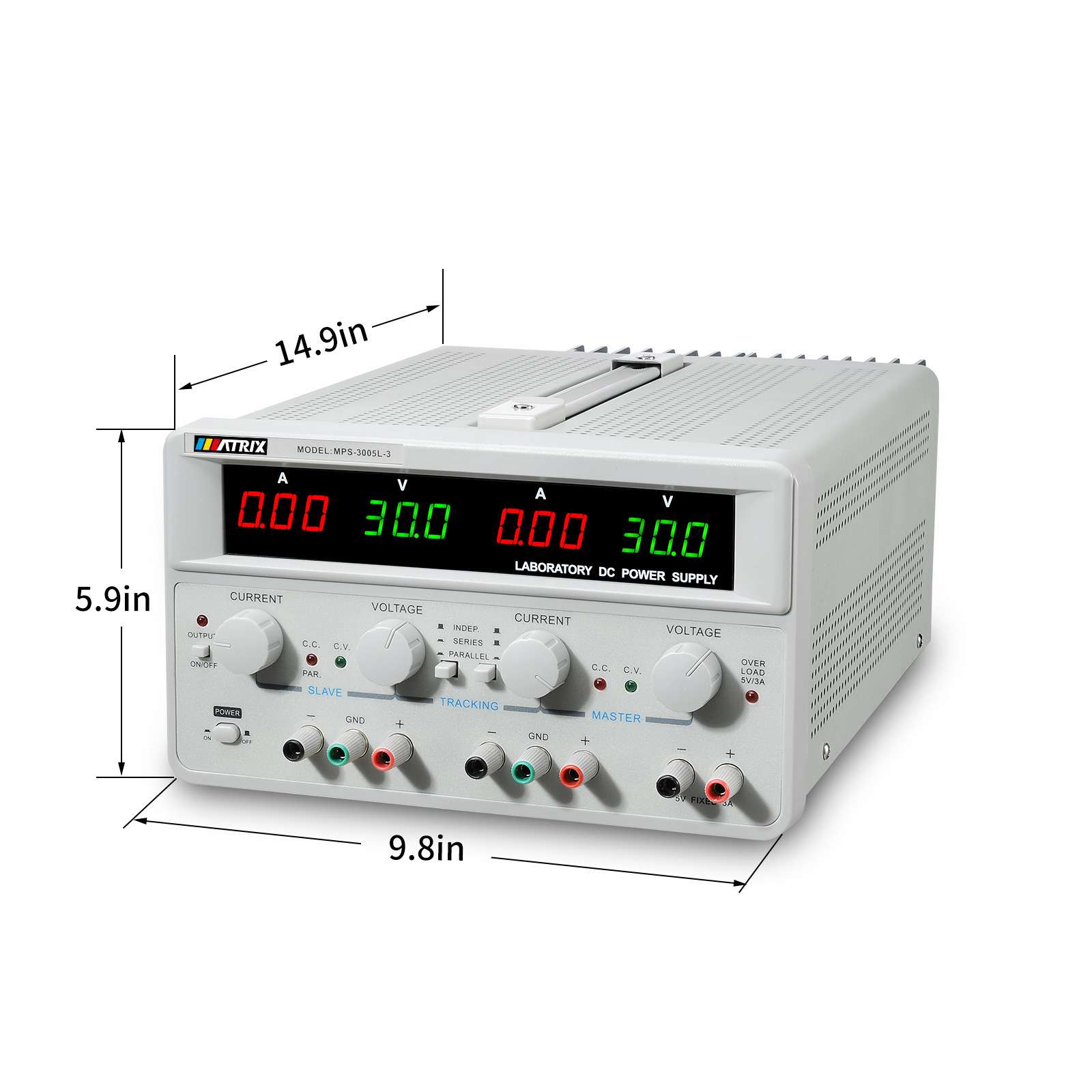 深圳麦创30V5A*2固定5V3A多路可调线性直流电源MPS-3005L-3