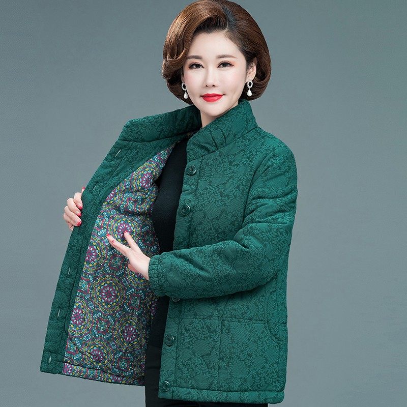 妈妈冬装短款棉服2021新款60岁中老年棉衣女外套纯棉袄子加厚上衣