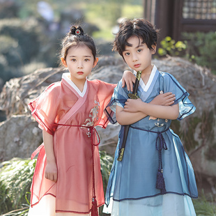 儿童汉服男童夏季古装薄款男孩唐装宝宝女童中国风民族演出服套装