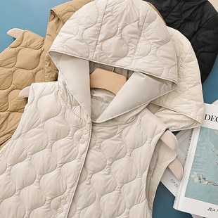 外面絶对没有这么好的绒!连帽羽绒背心马甲外套女冬轻薄打底内搭