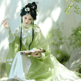 琴挑明制【晴波泛翠】春夏晚明汉服刺绣云肩对襟长衫马面裙