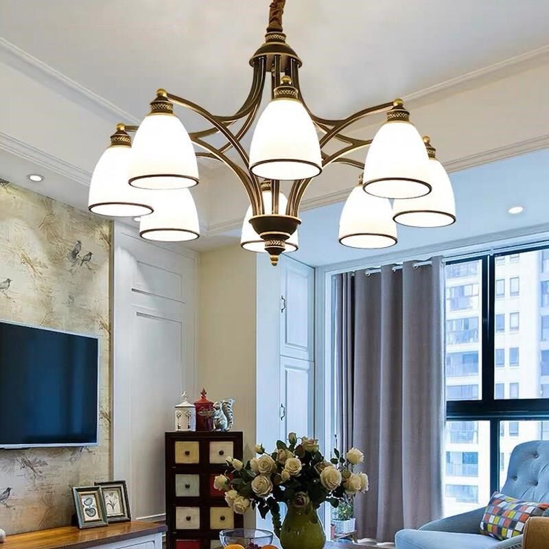 美式乡村吊灯客厅灯现代简约大气卧室餐厅铁艺复古灯家用灯饰