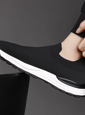 男鞋春季新款透气软底飞织网面鞋一脚蹬轻便运动休闲鞋子男懒人鞋
